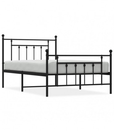 vidaXL Metal Bed Frame with Headboard and Footboard Black 100x200 cm