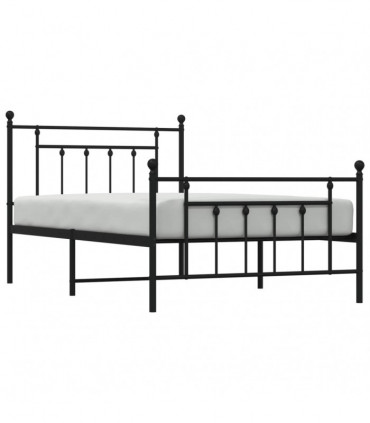 vidaXL Metal Bed Frame with Headboard and Footboard Black 100x200 cm