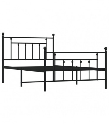 vidaXL Metal Bed Frame with Headboard and Footboard Black 100x200 cm