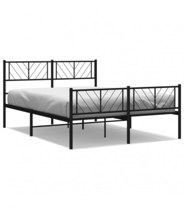 vidaXL Metal Bed Frame with Headboard and Footboard Black 120x200 cm