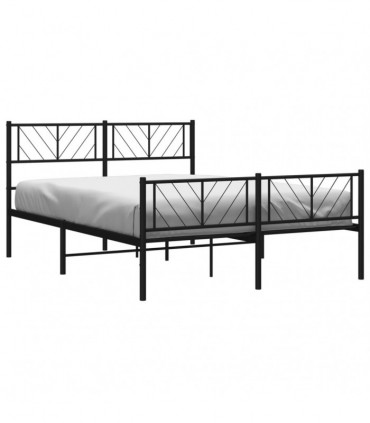 vidaXL Metal Bed Frame with Headboard and Footboard Black 120x200 cm