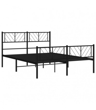 vidaXL Metal Bed Frame with Headboard and Footboard Black 120x200 cm