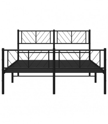 vidaXL Metal Bed Frame with Headboard and Footboard Black 120x200 cm