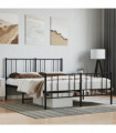 vidaXL Metal Bed Frame with Headboard and Footboard Black 135x190 cm Double