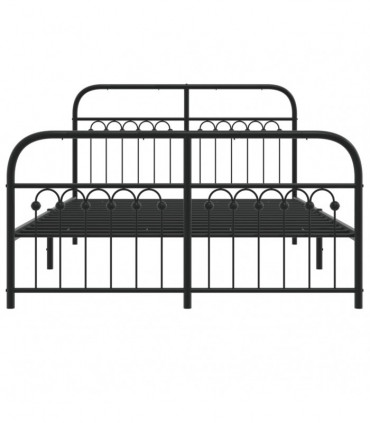 vidaXL Metal Bed Frame with Headboard and Footboard Black 137x190 cm