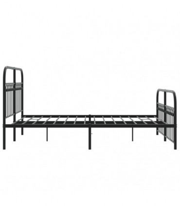 vidaXL Metal Bed Frame with Headboard and Footboard Black 137x190 cm
