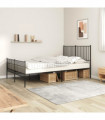 vidaXL Metal Bed Frame with Headboard and Footboard Black 140x190 cm