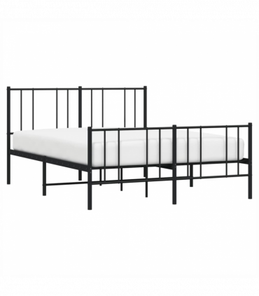 vidaXL Metal Bed Frame with Headboard and Footboard Black 140x190 cm