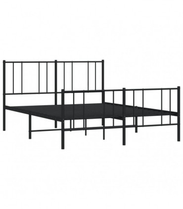 vidaXL Metal Bed Frame with Headboard and Footboard Black 140x190 cm