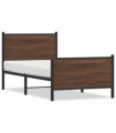 vidaXL Metal Bed Frame with Headboard and Footboard Brown Oak 100x200 cm