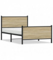 vidaXL Metal Bed Frame with Headboard and Footboard Sonoma Oak 100x190 cm