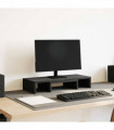 vidaXL Monitor Stand Adjustable Black Oak 60x24x10.5 cm Engineered Wood