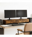 vidaXL Monitor Stand with Drawers Smoked Oak 100x27x15 cm Engineered Wood