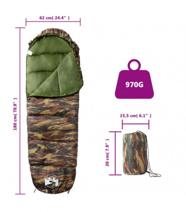 vidaXL Mummy Sleeping Bag for Adults Camping 3 Seasons