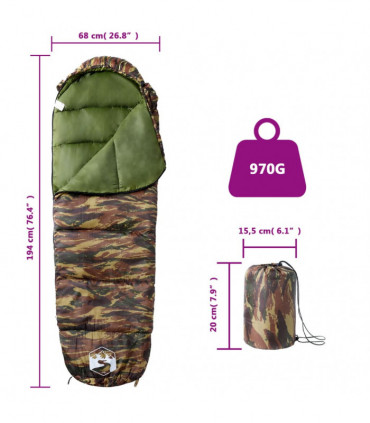 vidaXL Mummy Sleeping Bag for Adults Camping 3 Seasons