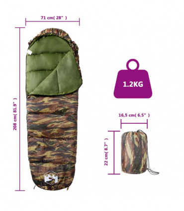 vidaXL Mummy Sleeping Bag for Adults Camping 3 Seasons