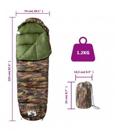 vidaXL Mummy Sleeping Bag for Adults Camping 3 Seasons