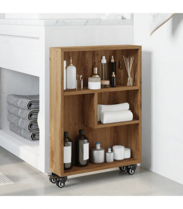 vidaXL Narrow Storage Trolley Artisian Oak 48x13x68 cm Engineered Wood