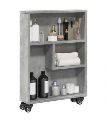 vidaXL Narrow Storage Trolley Concrete Grey 48x13x68 cm Engineered Wood
