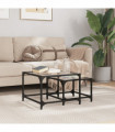 vidaXL Nesting Coffee Tables 2 pcs with Transparent Glass Top Steel