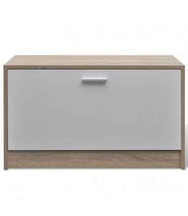 vidaXL Oak and White 3-in-1 Wooden Shoe Cabinet Set
