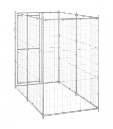vidaXL Outdoor Dog Kennel Galvanised Steel 110x220x180 cm