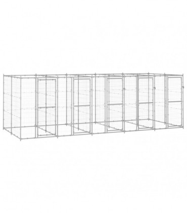 vidaXL Outdoor Dog Kennel Galvanised Steel 12.1 m²