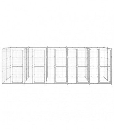 vidaXL Outdoor Dog Kennel Galvanised Steel 12.1 m²