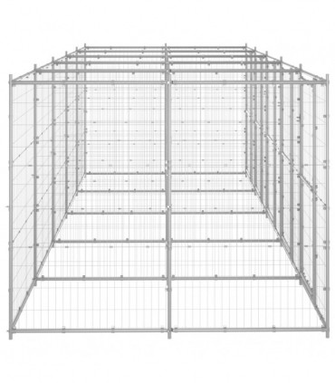 vidaXL Outdoor Dog Kennel Galvanised Steel 12.1 m²