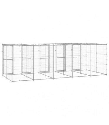 vidaXL Outdoor Dog Kennel Galvanised Steel 12.1 m²