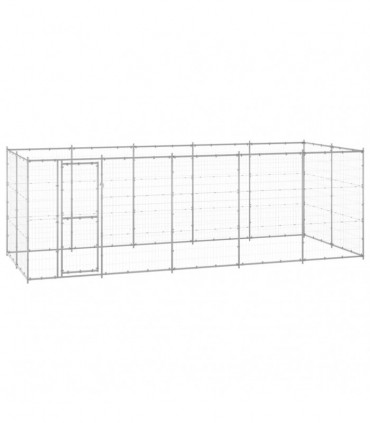 vidaXL Outdoor Dog Kennel Galvanised Steel 12.1 m²