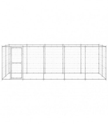 vidaXL Outdoor Dog Kennel Galvanised Steel 12.1 m²