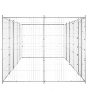 vidaXL Outdoor Dog Kennel Galvanised Steel 12.1 m²