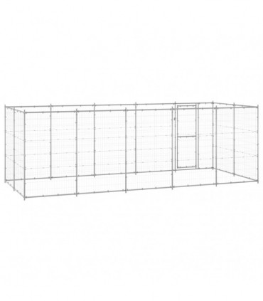 vidaXL Outdoor Dog Kennel Galvanised Steel 12.1 m²