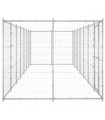 vidaXL Outdoor Dog Kennel Galvanised Steel 16.94 m²