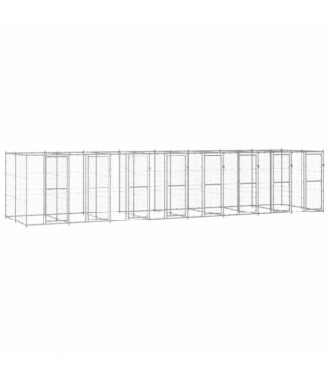 vidaXL Outdoor Dog Kennel Galvanised Steel 19.36 m²