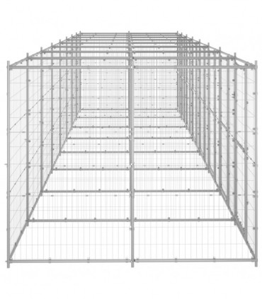 vidaXL Outdoor Dog Kennel Galvanised Steel 19.36 m²
