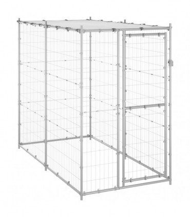 vidaXL Outdoor Dog Kennel Galvanised Steel with Roof 110x220x180 cm