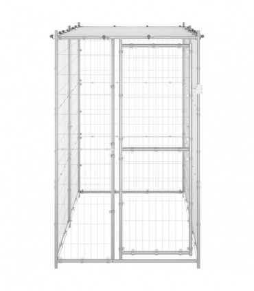 vidaXL Outdoor Dog Kennel Galvanised Steel with Roof 110x220x180 cm