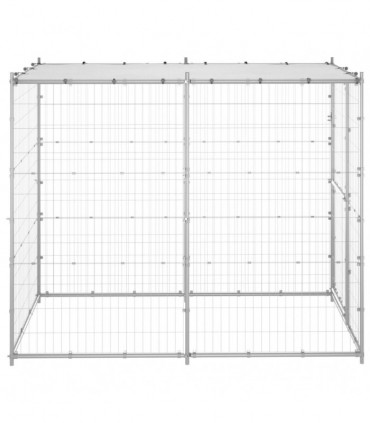 vidaXL Outdoor Dog Kennel Galvanised Steel with Roof 110x220x180 cm