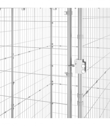 vidaXL Outdoor Dog Kennel Galvanised Steel with Roof 110x220x180 cm