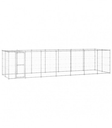 vidaXL Outdoor Dog Kennel Galvanised Steel with Roof 16.94 m²