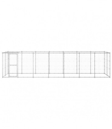 vidaXL Outdoor Dog Kennel Galvanised Steel with Roof 16.94 m²