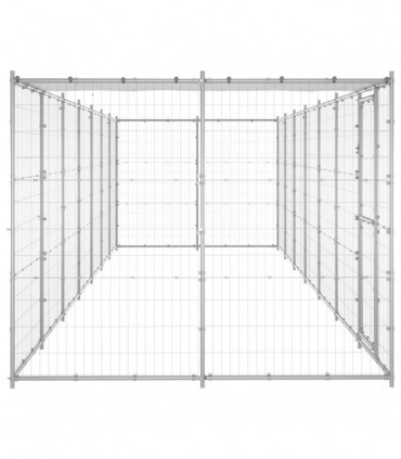 vidaXL Outdoor Dog Kennel Galvanised Steel with Roof 16.94 m²