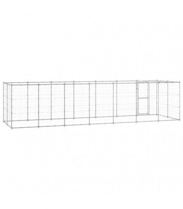vidaXL Outdoor Dog Kennel Galvanised Steel with Roof 16.94 m²