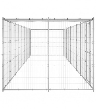 vidaXL Outdoor Dog Kennel Galvanised Steel with Roof 21.78 m²