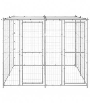 vidaXL Outdoor Dog Kennel Galvanised Steel with Roof 4.84 m²
