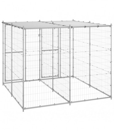 vidaXL Outdoor Dog Kennel Galvanised Steel with Roof 4.84 m²