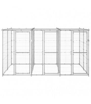 vidaXL Outdoor Dog Kennel Galvanised Steel with Roof 7.26 m²