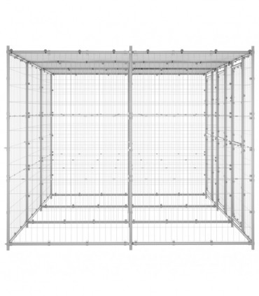 vidaXL Outdoor Dog Kennel Galvanised Steel with Roof 7.26 m²